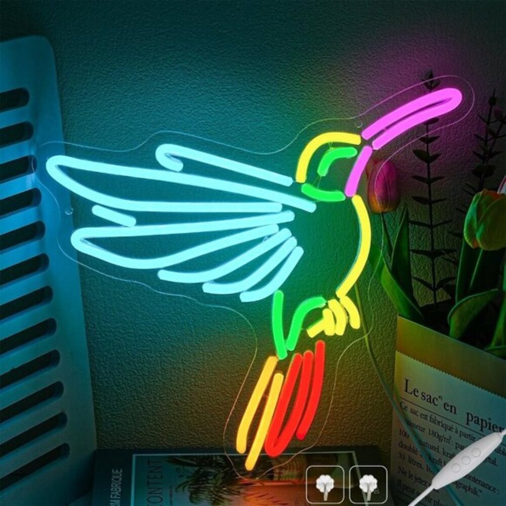 New Colorful Bird Neon Sign, Dimmable USB LED Light for Wall & Room Decor